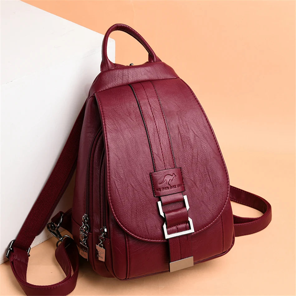 Multifunctional Women's Leather Backpack - Casual Style for Teen Girls, School and Travel Bagpack, Ladies' Chest Bag Sac