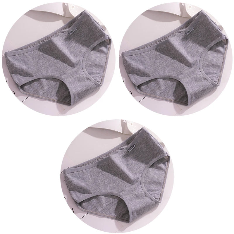Women’s Cotton Underwear - Candy Color Mid-Waist Breathable Plus Size Briefs
