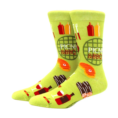 Funny Cartoon Fashion Cotton Socks – Hip Hop Skateboard Style Socks for Men & Women, Beer, Pizza, Astronaut & Pineapple Print Casual Wear Socks