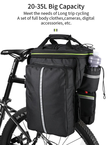 WEST BIKING 3-in-1 Waterproof Bike Trunk Bag — Large Capacity MTB & Road Bicycle Saddle Seat Panniers, Travel Luggage Carrier