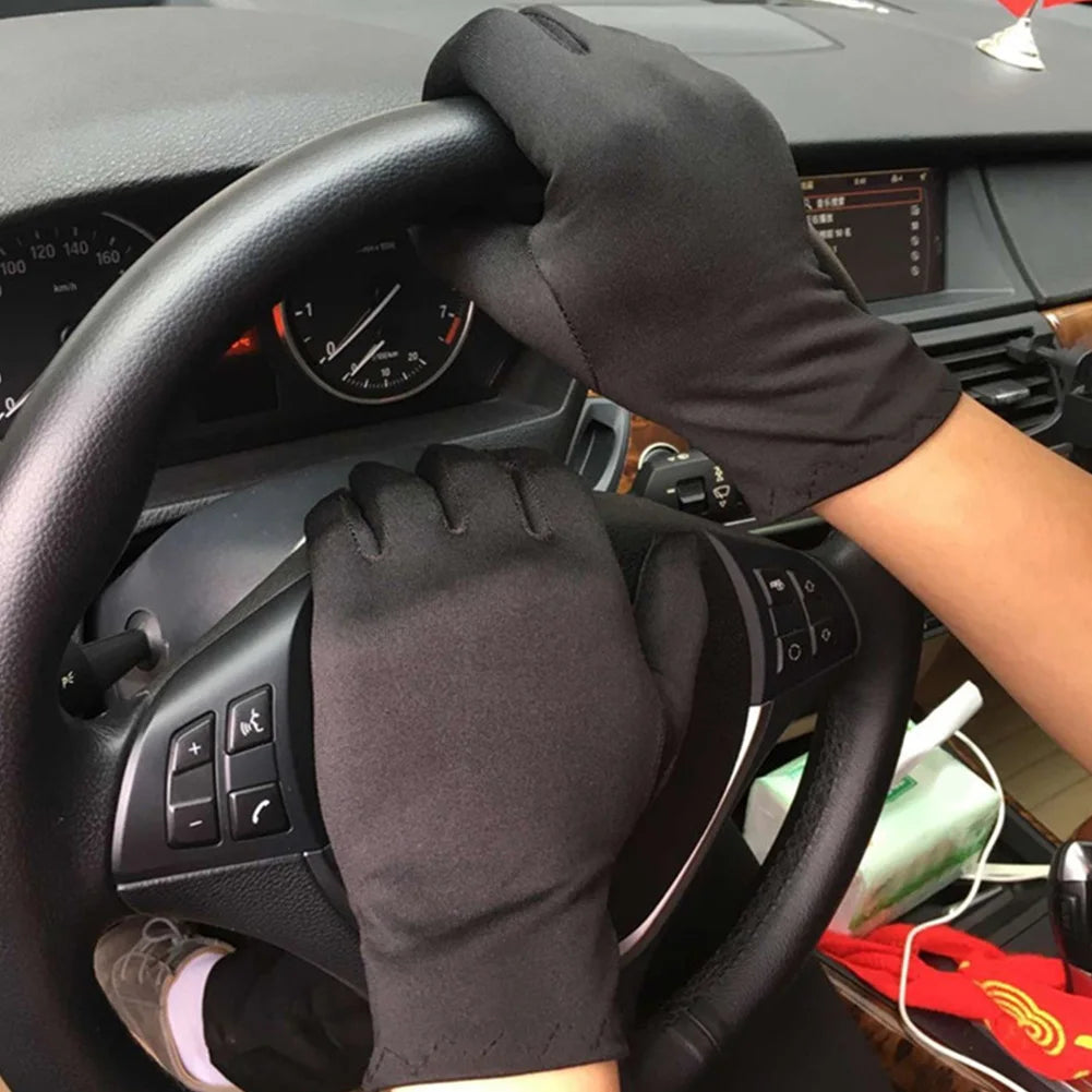 Spring Summer Spandex Stretch Gloves – Thin Elegant Etiquette Dance Gloves for Men & Women, Black & White Formal Jewelry Gloves