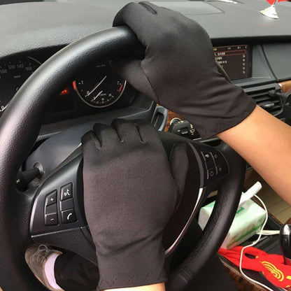 Spring Summer Spandex Stretch Gloves – Thin Elegant Etiquette Dance Gloves for Men & Women, Black & White Formal Jewelry Gloves
