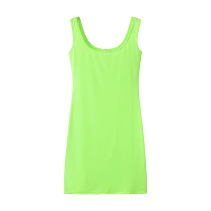 Women's Summer Solid Color Strap Dress - Casual Sleeveless Everyday Fashion Mini Dress