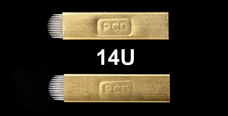 50pcs Permanent Makeup Eyebrow U-Pin PCD Blades — 12/14/19 Microblading Needles for 3D Embroidery Manual Pen