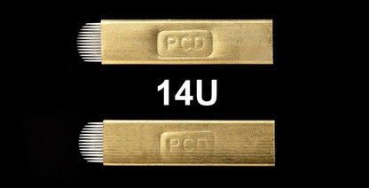 50pcs Permanent Makeup Eyebrow U-Pin PCD Blades — 12/14/19 Microblading Needles for 3D Embroidery Manual Pen