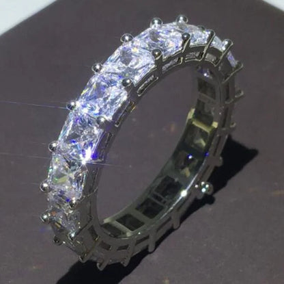 925 Sterling Silver Eternity Band Ring - CZ Diamond Promise Engagement Wedding Jewelry for Women & Men