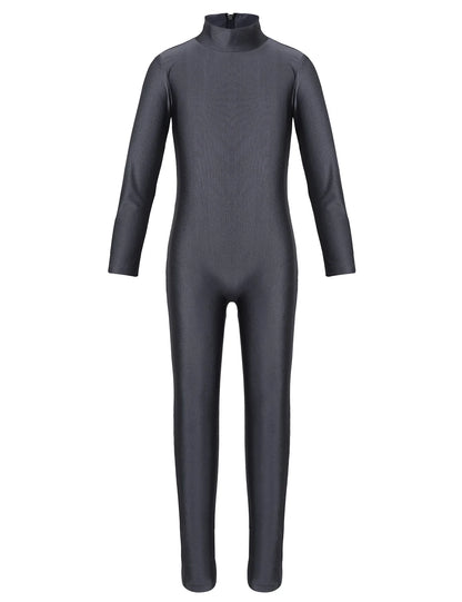 Kids Girls Full Body Gymnastics Bodysuit, Ballet Dance Jersey Leotard, Jumpsuit Sports Unitard, Children Dancewear and Sportswear
