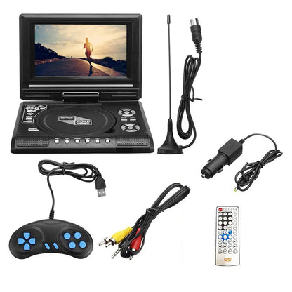 7.8-Inch Portable HD DVD Player - 16:9 Rotating LCD Screen with USB, SD Card, CD, MP3 & Game Support