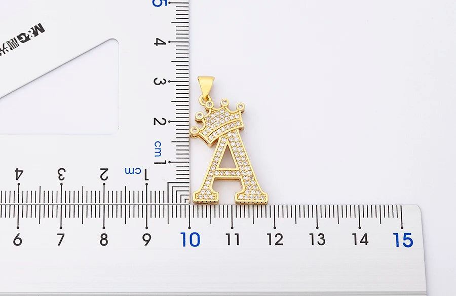 Nidin Luxury A-Z Crown Alphabet Pendant – Copper Zircon Initial Necklace Chain, Hip-Hop Style Jewelry for Men & Women