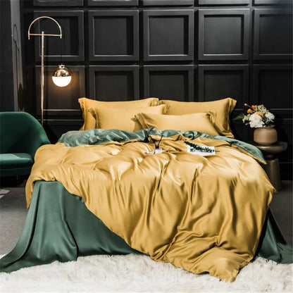 Liv-Esthete 100% Silk Bedding Set - Mulberry Silk Quilt Cover, Bed Sheet & Pillowcase, Queen/King Size Bed Linen