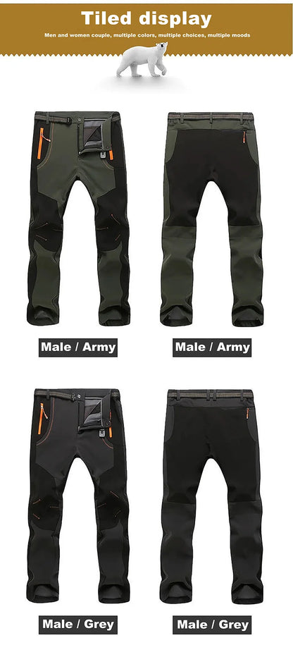 LNGXO Men’s Fleece Hiking Pants – Thick Warm Winter Waterproof & Windproof Soft Shell Ski, Trekking, and Camping Trousers