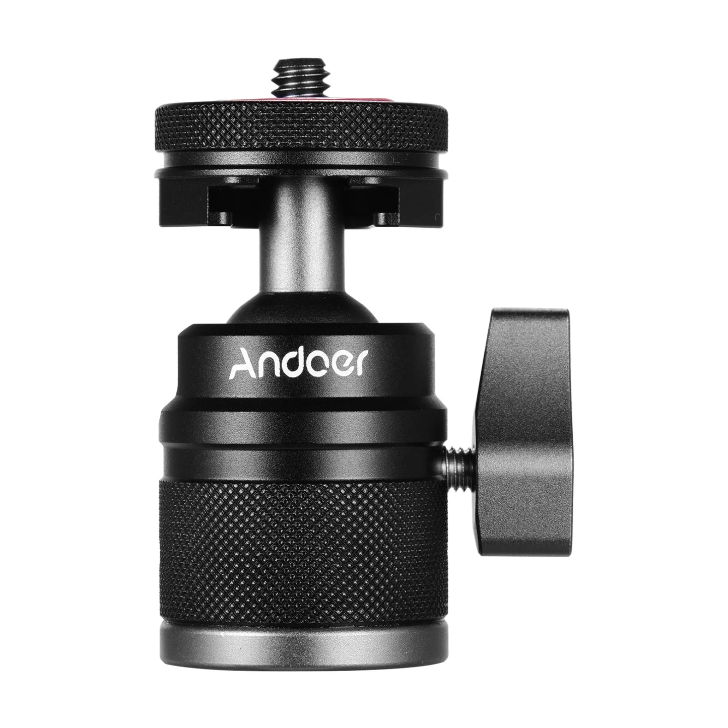 Andoer 2 in 1 Ball Head with 1/4" Screw Mount, 360° Aluminum Alloy for Camera, Phone Holder, Speedlite, Tripod, and Selfie Stick