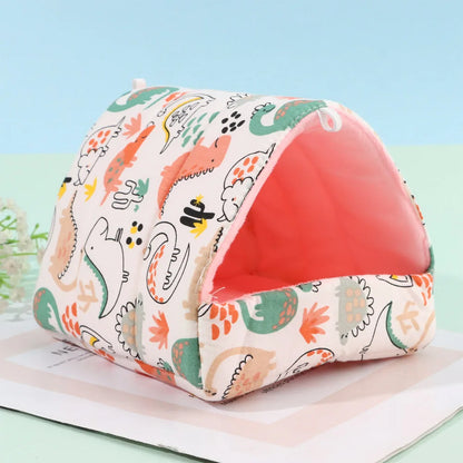 Cute Cartoon Rabbit & Squirrel Mini Pet Cage — Warm Winter Bed House for Hamsters, Mice, Rats & Guinea Pigs