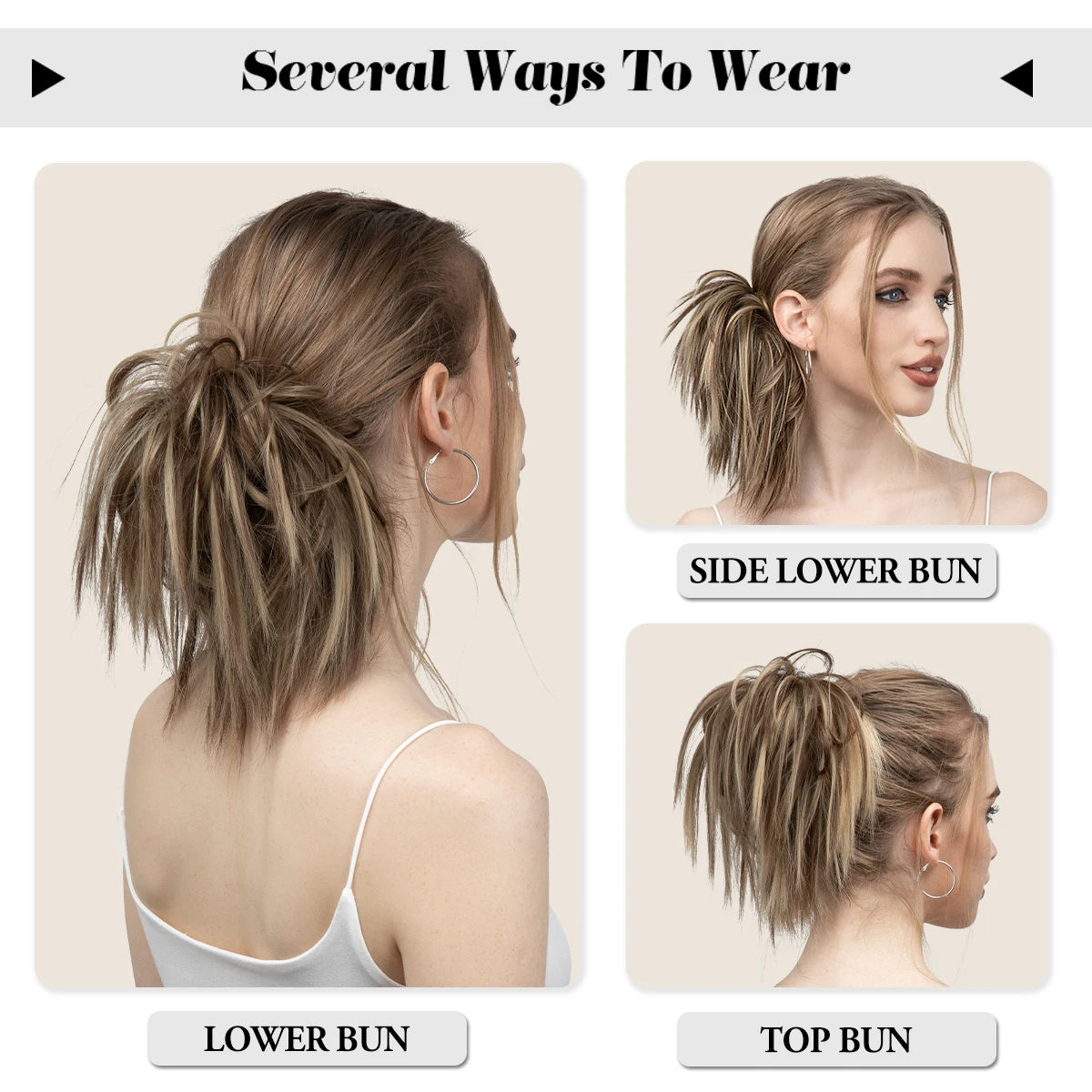 Synthetic Fake Hair Messy Bun Chignon – Elastic Scrunchy Curly Hairpiece, Flexible Band SARLA Synthetic Extension