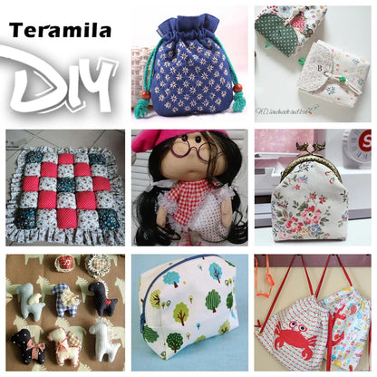 Teramila 7/8 Pcs Patchwork Quilt Fabrics Set - 30x30cm/25x25cm Cotton Sewing Cloth for Needlework and Handmade Projects