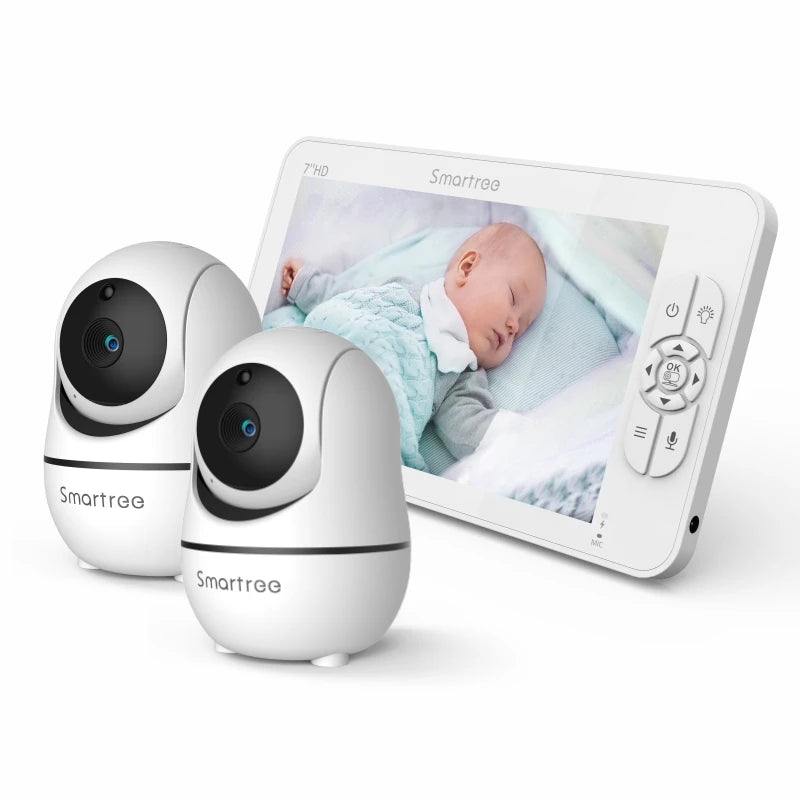 SM70V2 7" 1080P HD Split Screen Baby Monitor – Dual Camera System, Remote Pan/Tilt/Zoom, Hack-Proof Security & 4000mAh Battery Monitor
