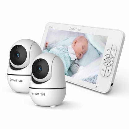 SM70V2 7" 1080P HD Split Screen Baby Monitor – Dual Camera System, Remote Pan/Tilt/Zoom, Hack-Proof Security & 4000mAh Battery Monitor
