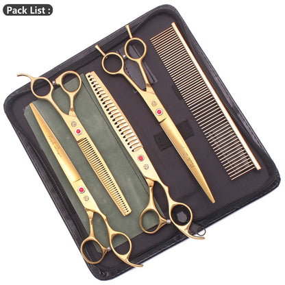 8-inch Purple Dragon Japan 440C Dog Grooming Scissors – Curved Chunker & Thinning Shears with Case (Model Z3015)