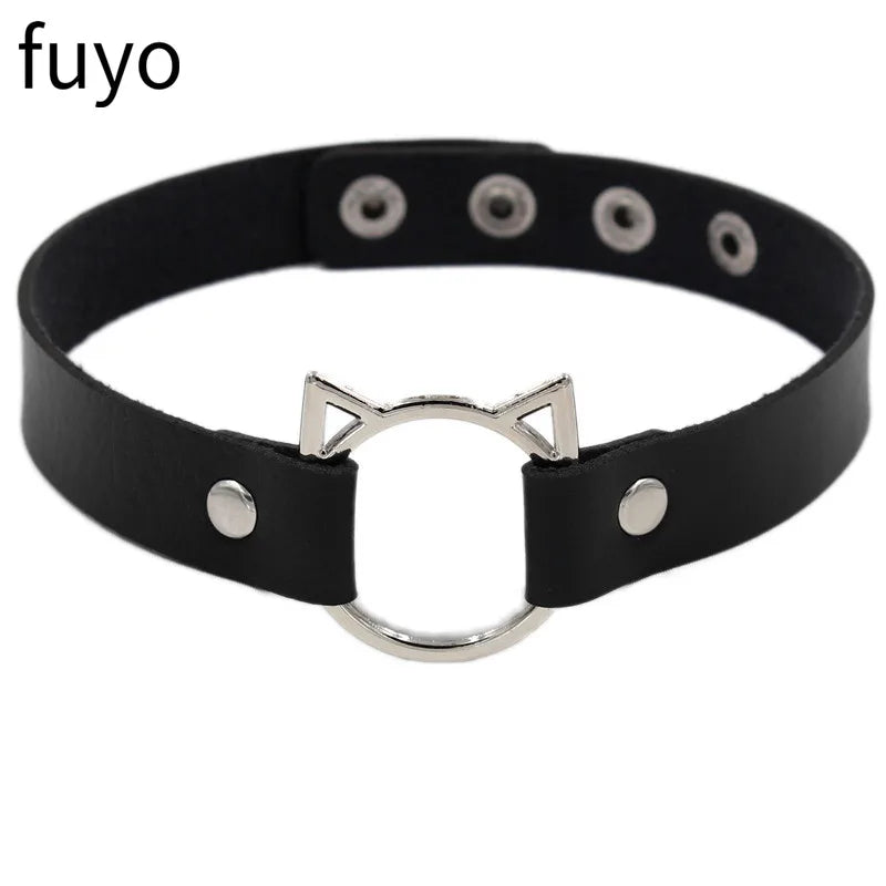 Black Cross Gothic Punk PU Leather Choker – Rock Necklace Jewelry for Women and Men