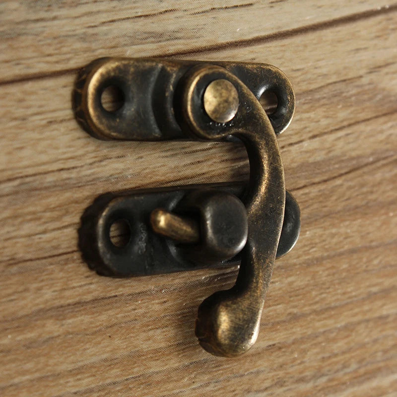 NAIERDI Small Antique Metal Lock – Decorative Hasps Hook Padlock for Wooden Jewelry Boxes, Furniture Hardware with Screws