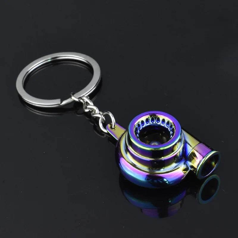 Mini Turbocharger Keychain - Spinning Turbine Keyring for Car Interior Accessories & Key Fob