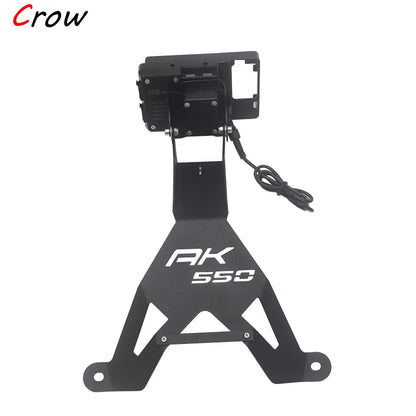 Motorcycle Front Mid Navigation Bracket GPS Phone Mount with Charging – Compatible with KYMCO AK550 AK 550 Accessories, Durable Travel Holder
