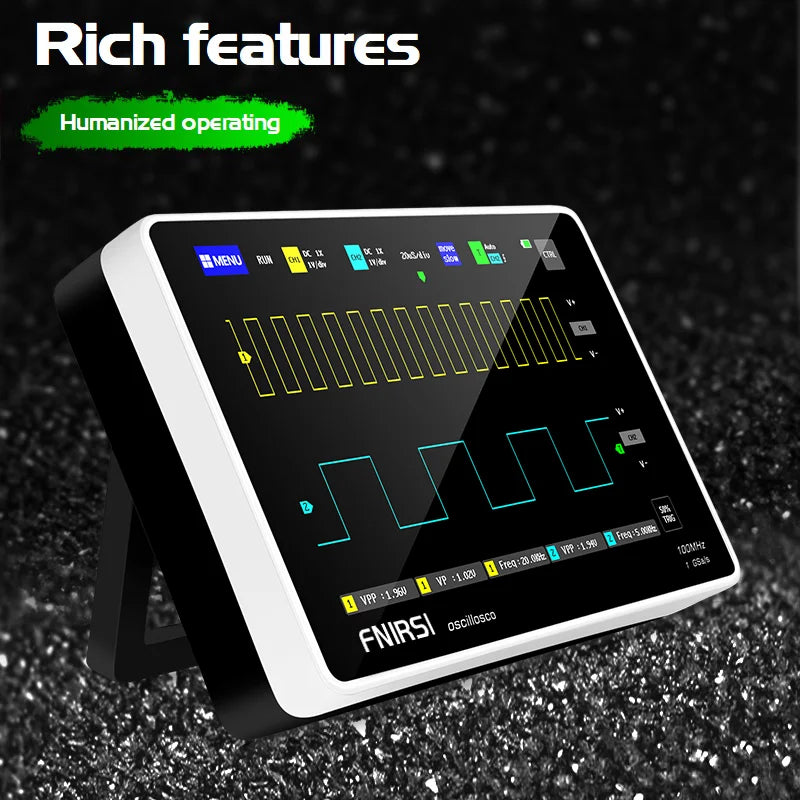 FNIRSI-1013D Digital Tablet Oscilloscope | Dual Channel 100MHz Bandwidth, 1GS/s Sampling Rate | 7" Mini Touchscreen Scope