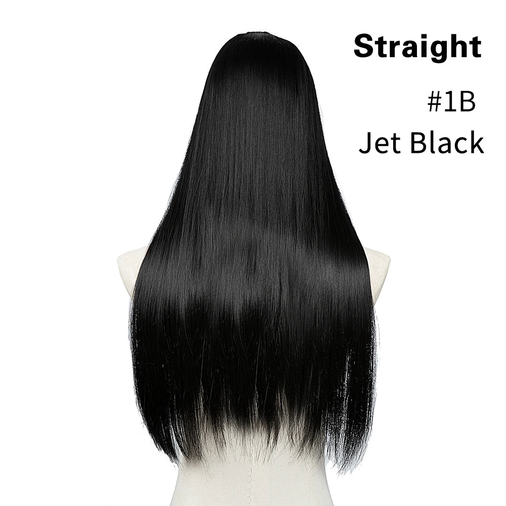 Synthetic U-Part Clip-in Hair Extensions – Long, Straight, Thick Blonde Hairpieces (16, 20, 24 Inch)