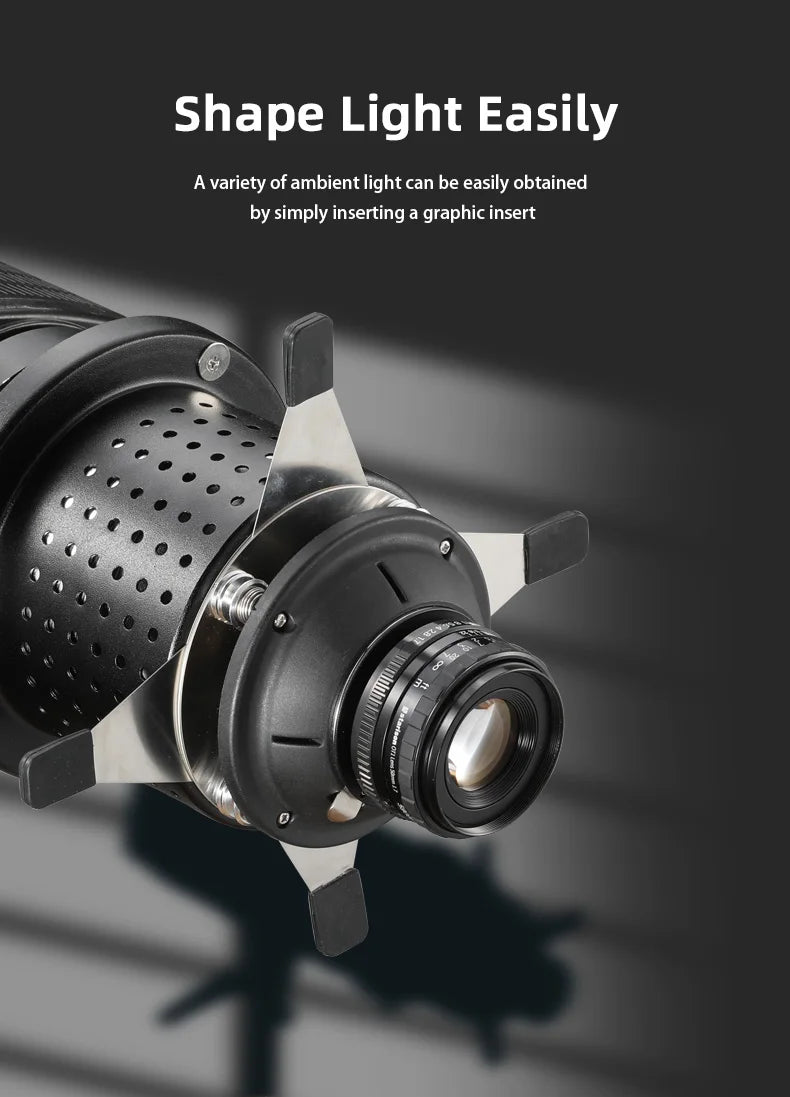 Soonpho OT1 PRO Bowens Mount Optical Snoot – 50mm/85mm/150mm Lenses for Graphic Art Effects, Godox Lighting Flash