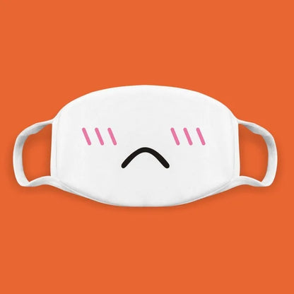 Kawaii Anime Expression Cotton Face Mask – Breathable Smile Mouth Muffle for Unisex Korean Style