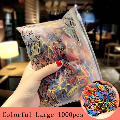 1000pcs Colorful Disposable Rubber Hair Bands for Girls – Small Ponytail Scrunchies, Fashion Hair Accessories Pack