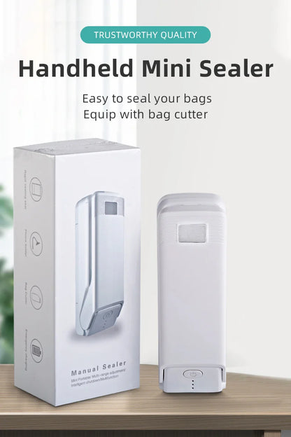 saengQ Mini Portable Bag Sealer – Multi-Function Home Plastic & Snack Storage Sealing Machine