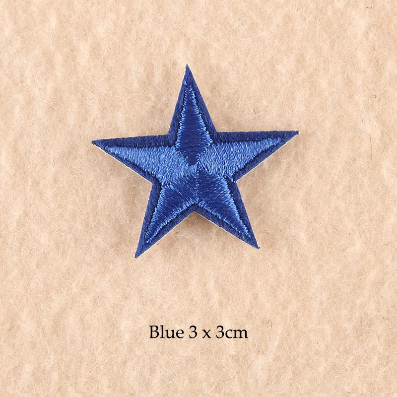 Stars Embroidered Iron-On Patches – Gold, Silver & Colorful Appliqué Stickers for Clothing, Jackets, Bags & DIY Craft Decoration