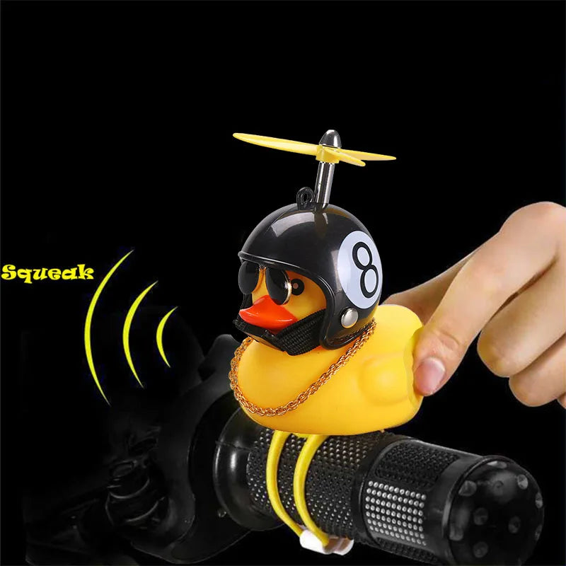 Motor Accessories Yellow Duck with Helmet – Bike and Car Decoration Without Lights – Fun Car Interior Accessory