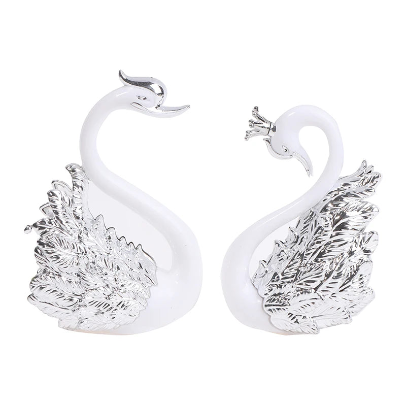 Romantic Crown Swan & Flamingo Cake Topper - Ideal Decoration for Birthday and Wedding Cakes