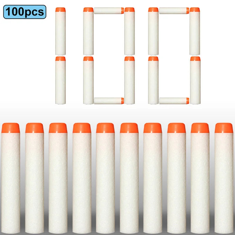 100pcs 7.2cm Soft Nerf Darts - Round Head Refill Sponge Bullets for NERF N-Strike Blasters, Kids Toy Gun Ammo