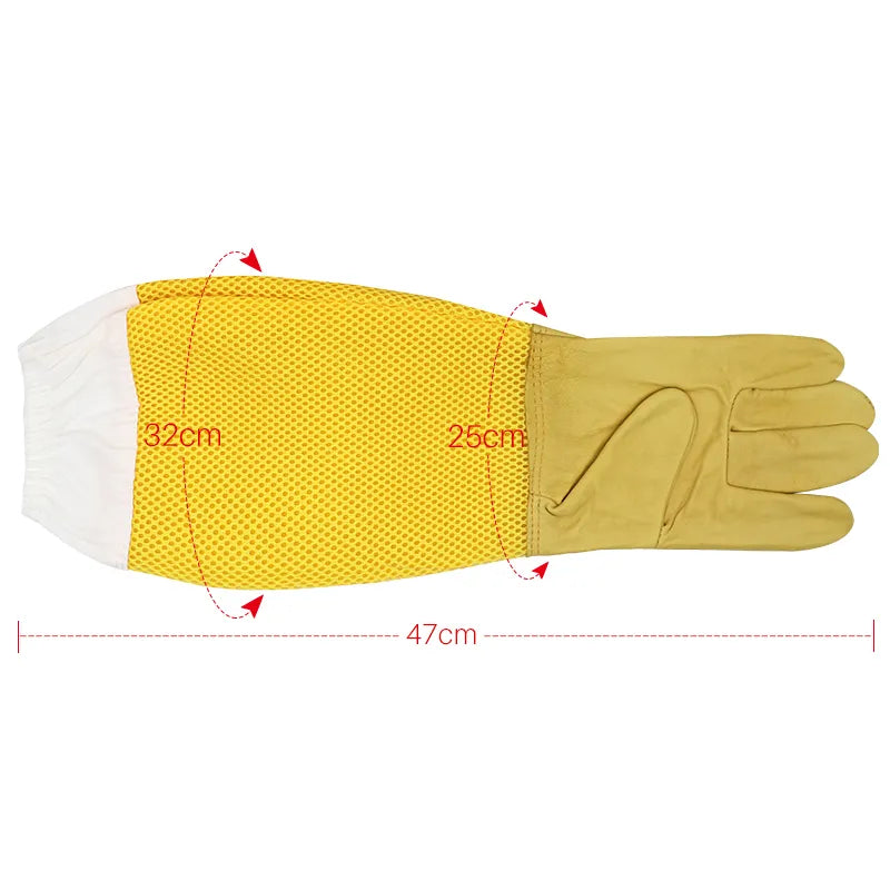 Beekeeper Gloves with Protective Sleeves - Ventilated and Professional Anti-Bee Gear for Apiculture and Beekeeping - Prevent Beehive Tools