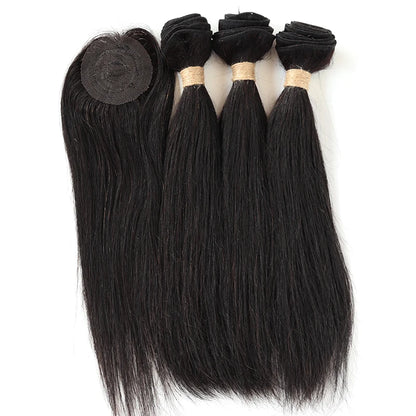 Kinky Curly Human Hair Bundles with Closure – Short Indian Hair Bundles with Circular Closure