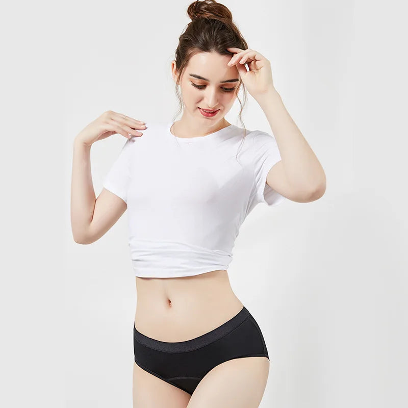 3-Pack Women’s Menstrual Briefs – Bamboo Cotton 4-Layer Absorbent Leakproof Period Underwear