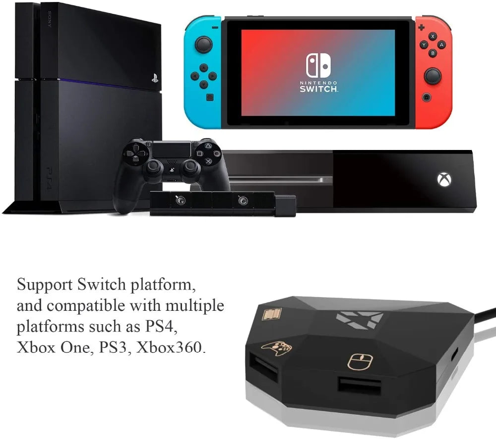 Keyboard & Mouse Adapter – Compatible with Nintendo Switch, PS4, PS3, Xbox One, Xbox 360