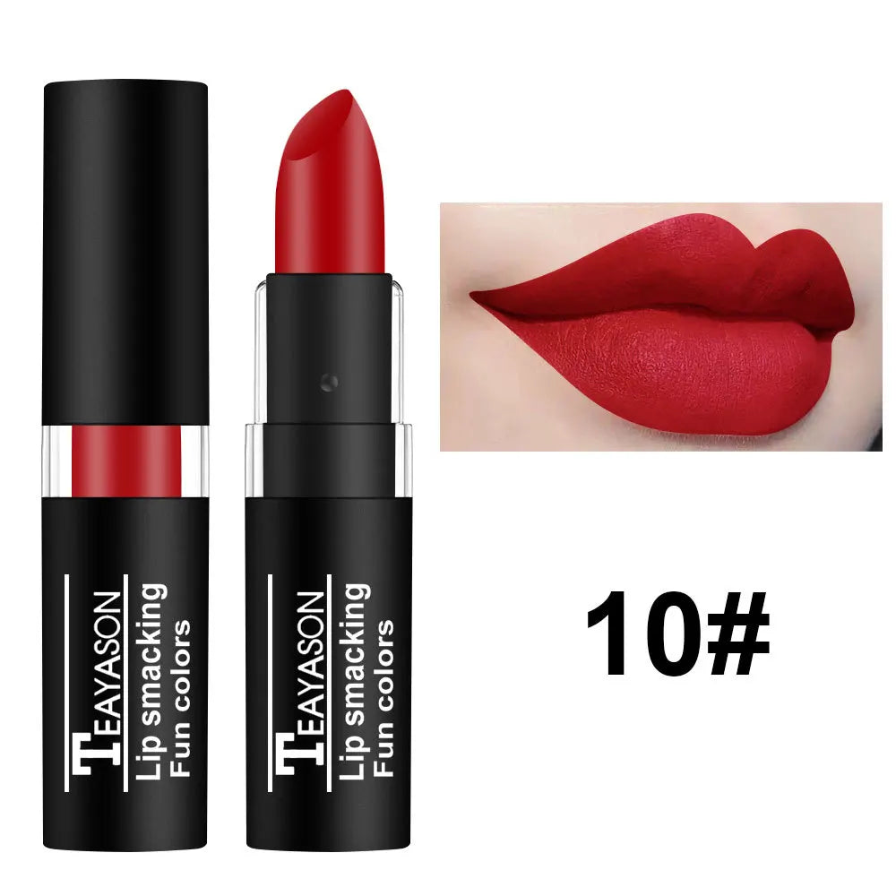 12 Color Matte Lipstick Set - Waterproof Long Lasting Lip Gloss Makeup in Black Blue Purple & Red Shades