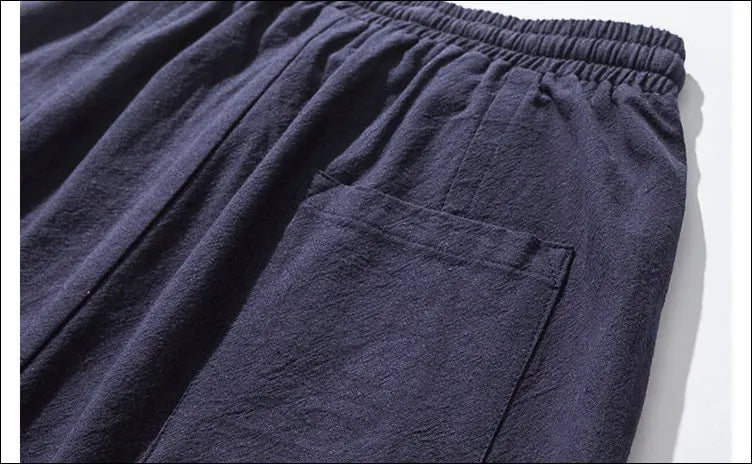 Men’s Cotton Linen Harem Pants – Solid Color Baggy Drop-Crotch Joggers with Elastic Waist Casual Streetwear Trousers