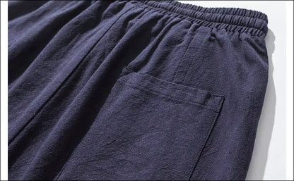 Men’s Cotton Linen Harem Pants – Solid Color Baggy Drop-Crotch Joggers with Elastic Waist Casual Streetwear Trousers
