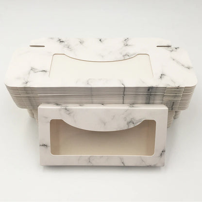Custom Eyelash Packaging Boxes –  25mm Mink Lash Cases (10–100 pcs) Marble Design with Logo Printing Option