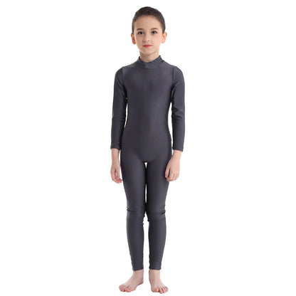 Kids Girls Full Body Gymnastics Bodysuit, Ballet Dance Jersey Leotard, Jumpsuit Sports Unitard, Children Dancewear and Sportswear