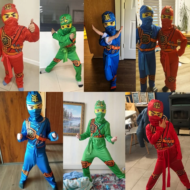 Kids Ninja Cosplay Costume Jumpsuit Set – Halloween & Christmas Party Outfit, Street Ninja Anime Samurai Suit