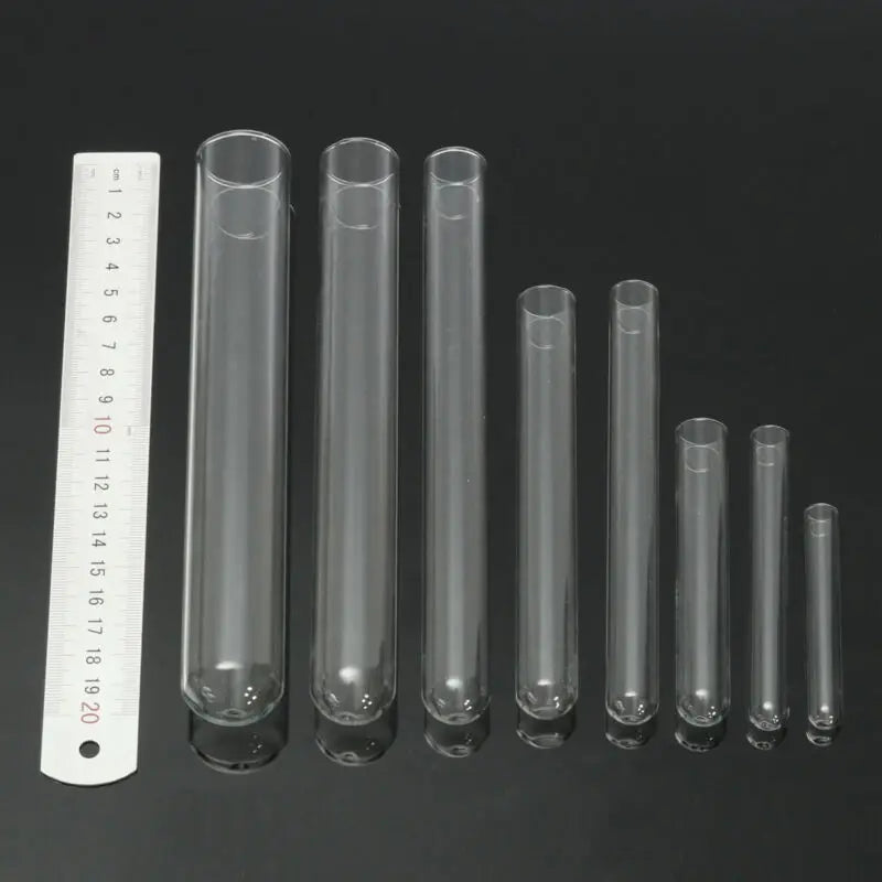 5-Piece Borosilicate Glass Test Tubes — Transparent U-Shaped Bottom, 10mm–30mm, Laboratory & School Educational Supplies