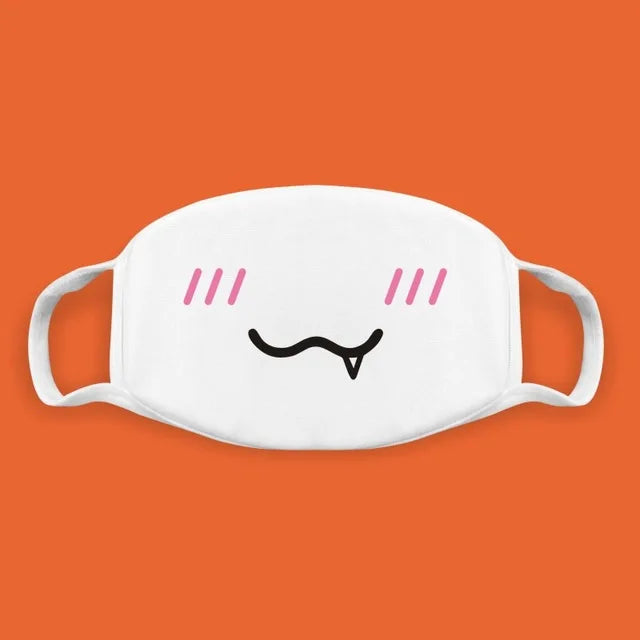 Kawaii Anime Expression Cotton Face Mask – Breathable Smile Mouth Muffle for Unisex Korean Style