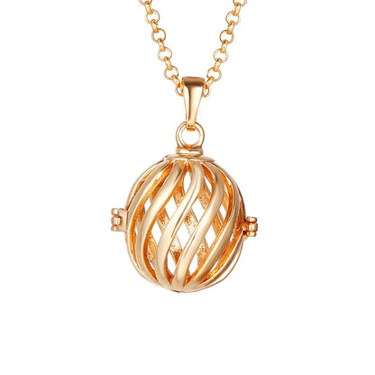 Mexico Music Ball Hollow Zircon Pendant Necklace – Vintage Perfume Aromatherapy Locket for Women