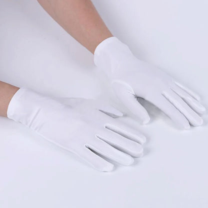 Spring Summer Spandex Stretch Gloves – Thin Elegant Etiquette Dance Gloves for Men & Women, Black & White Formal Jewelry Gloves